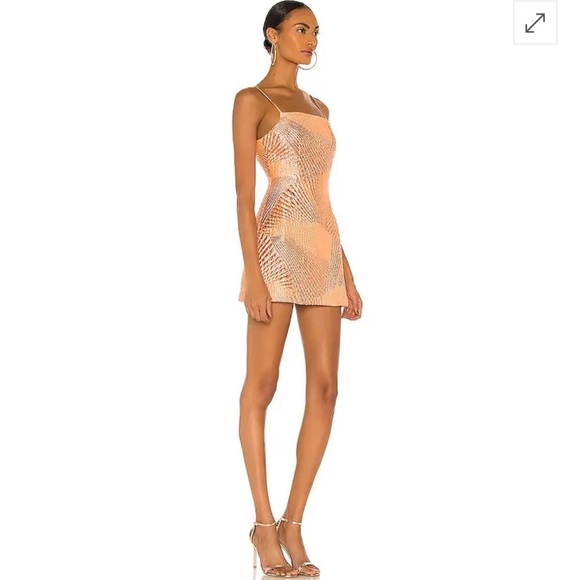 The Bar Logan Metallic Mini Dress in Peach - Picture 2 of 11